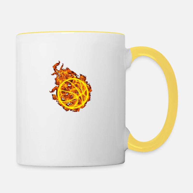 Basket-ball de feu - Mug contrasté - blanc/jaune