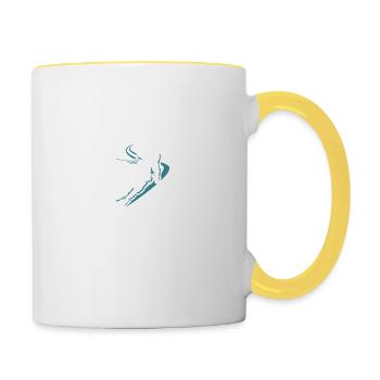 Astronaut In Space With Ski Funny Skiing - Contrasting Mug - white/yellow - Right