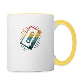 Vintage Retro Musique Amateurs cassette Cassette - Mug contrasté - blanc/jaune - Droite