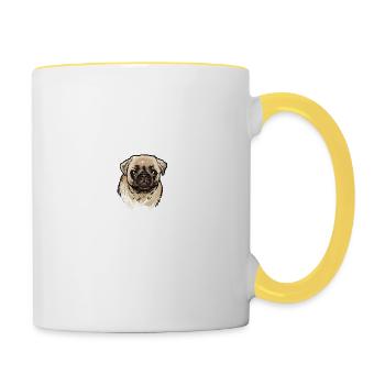 Vorsicht Vor Dem Frauchen Mops Ist Harmlos - Tasse zweifarbig - Weiß/Gelb - Rechts