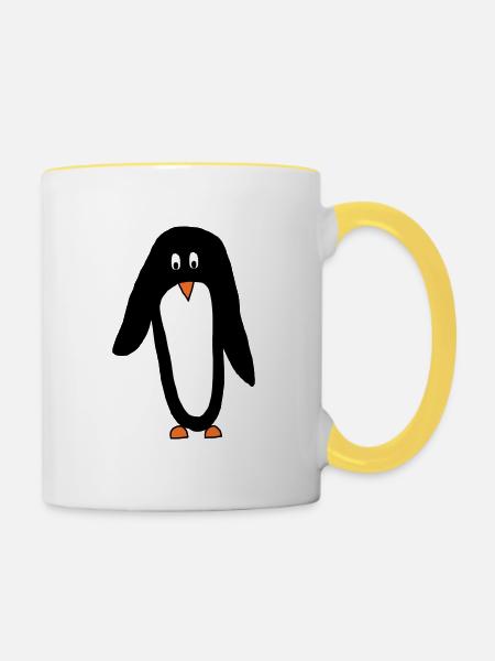 uiiii Handmade Animal "Pinguin" - Tasse zweifarbig - Weiß/Gelb