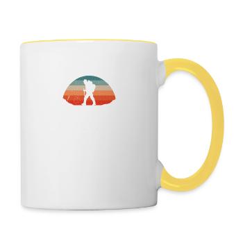 Unterschätze Niemals Einen Alten Mann Wandern - Tasse zweifarbig - Weiß/Gelb - Rechts
