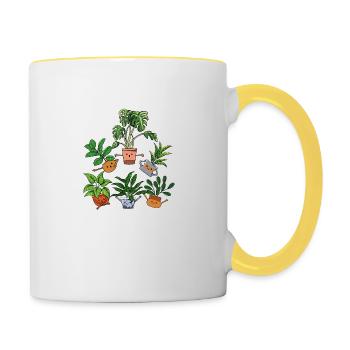 Drôle de plantes dansantes Jardinier Fleuriste - Mug contrasté - blanc/jaune - Droite
