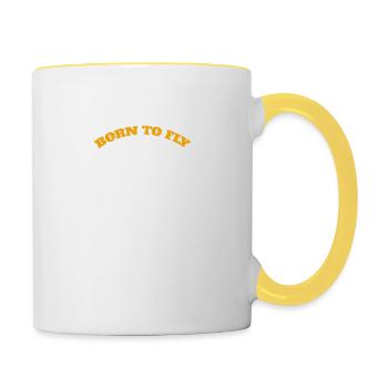 Né pour voler drôle de pilote d’avion d’aviation - Mug contrasté - blanc/jaune - Droite