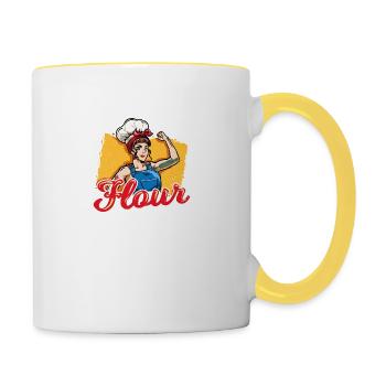 Flour Power Baking Pastry Chef Funny Baker - Contrasting Mug - white/yellow - Right