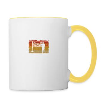 Unterschätze Niemals Einen Alten Mann Volleyball - Tasse zweifarbig - Weiß/Gelb - Rechts