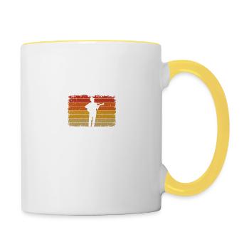 Unterschätze Niemals einen Alten Mann Banjo - Tasse zweifarbig - Weiß/Gelb - Rechts
