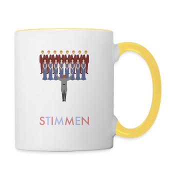 Ich höre Stimmen Chor Singen Geschenk - Tasse zweifarbig - Weiß/Gelb - Rechts