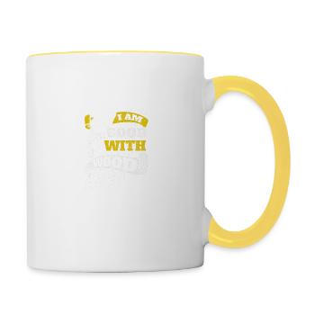Schreiner Zimmermann Holzarbeit Sprüche - Tasse zweifarbig - Weiß/Gelb - Rechts