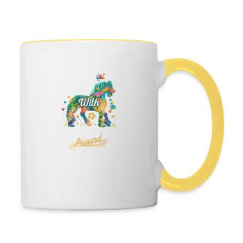 Pferde Blumen Das Leben ist mit Pferden besser - Tasse zweifarbig - Weiß/Gelb - Rechts