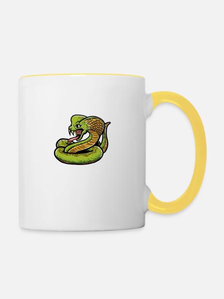 Cobra Schlangen Liebhaber - Tasse zweifarbig - Weiß/Gelb