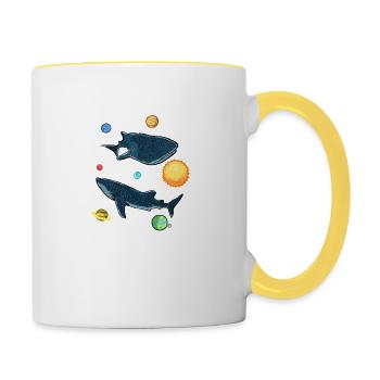 Sharks In The Galaxy Funny Whale Shark Lover - Contrasting Mug - white/yellow - Right