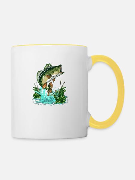 Angler Angelrute Fischen Angelsport Fischer - Tasse zweifarbig - Weiß/Gelb