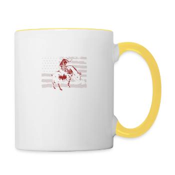 Équitation de taureau Rodéo Cavalier De taureau Cheval de taureau - Mug contrasté - blanc/jaune - Droite
