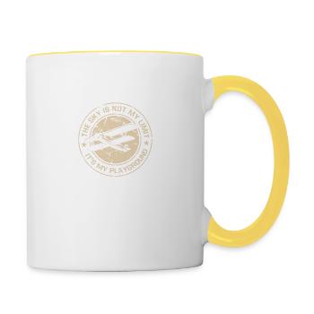 Sky Is Not Tghe Limit Pilot Sprüche Luftfahrt - Tasse zweifarbig - Weiß/Gelb - Rechts