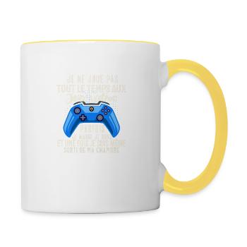 Accro Aux Jeux Vidéo Idée Cadeau Pour Ado Gamer - Mug contrasté - blanc/jaune - Droite
