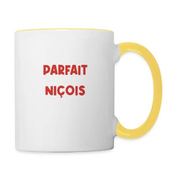 Mon papa n'est pas parfait - Niçois - Mug contrasté - blanc/jaune - Droite