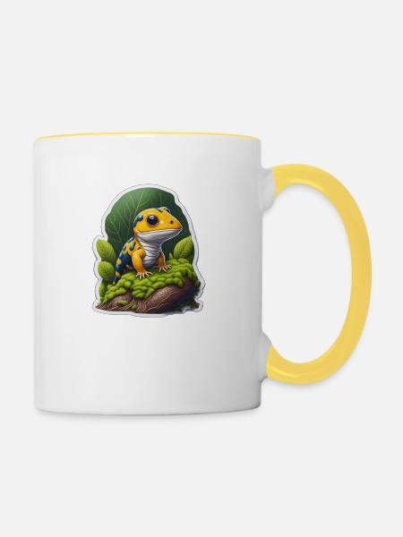 Kleiner Salamander - Tasse zweifarbig - Weiß/Gelb