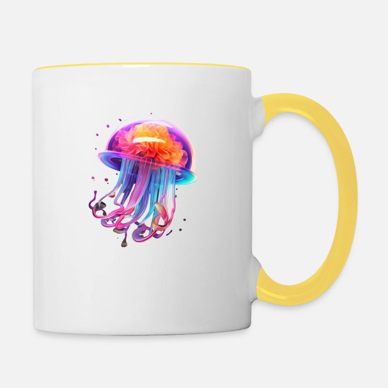 Méduse arc-en-ciel LGBTQIA+ - Mug contrasté - blanc/jaune