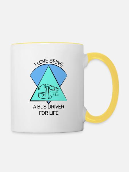 Bus Busfahrer Schulbus Autobus Busfahrerin - Tasse zweifarbig - Weiß/Gelb