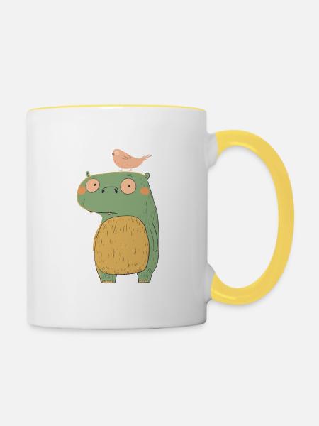 Kleines Ungeheuer - Tasse zweifarbig - Weiß/Gelb