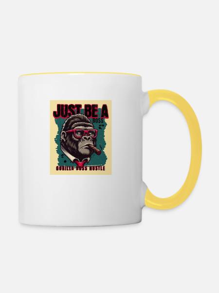 Gorilla - Tasse zweifarbig - Weiß/Gelb