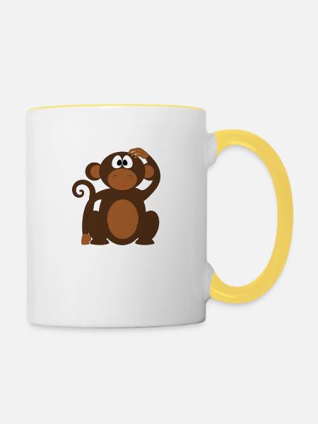 Affe - Tasse zweifarbig - Weiß/Gelb