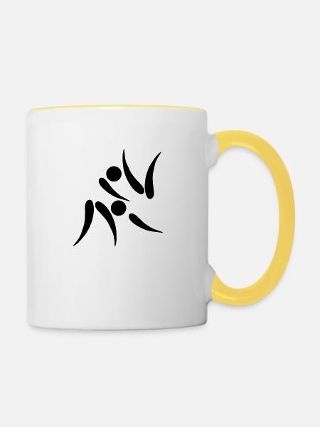 Judo Logo - Tasse zweifarbig - Weiß/Gelb