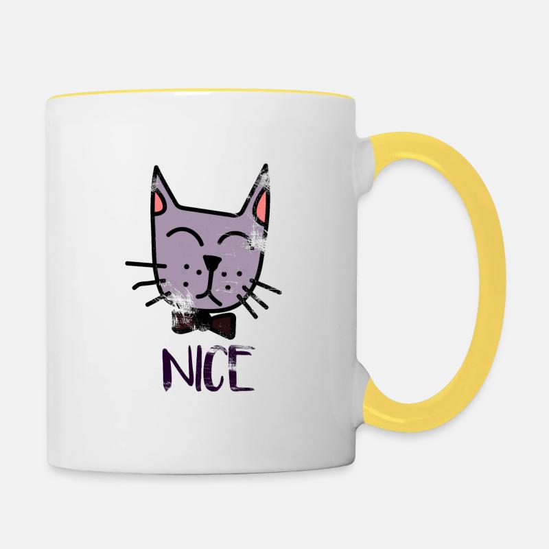 cat - Contrasting Mug - white/yellow