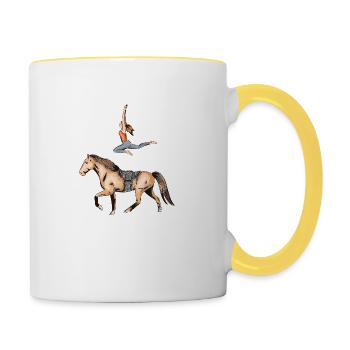 Voltigieren Trickreiten Reiten Pferd Liebe - Tasse zweifarbig - Weiß/Gelb - Rechts
