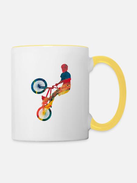 Bmx - Tasse zweifarbig - Weiß/Gelb