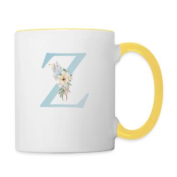 Customizable Monogram Z Floral - Contrasting Mug - white/yellow - Right