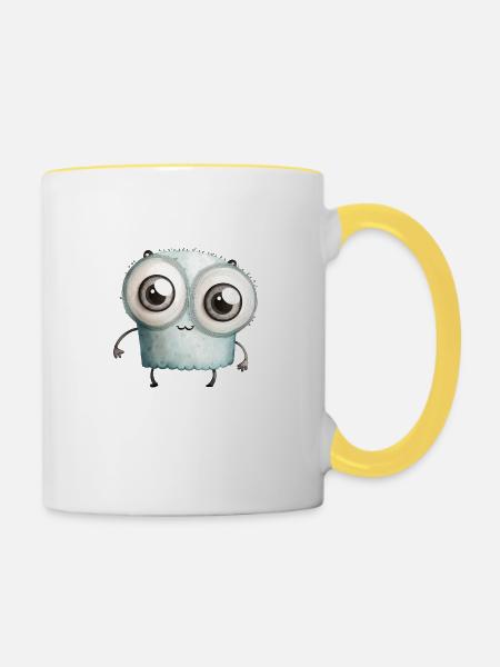 Putziges Monster Aquarell - Tasse zweifarbig - Weiß/Gelb