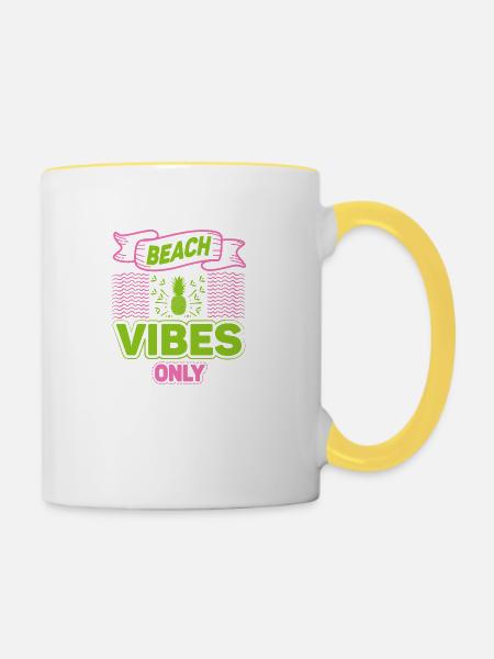 Strand-Vibes - Tasse zweifarbig - Weiß/Gelb