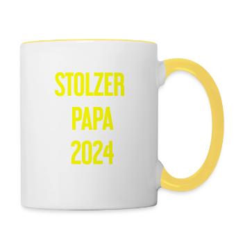 Proud Dad 2024 – for new fathers - Contrasting Mug - white/yellow - Right
