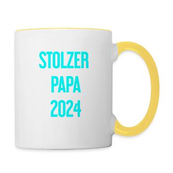 Proud Dad 2024 – pour les nouveaux papas - Mug contrasté - blanc/jaune - Droite