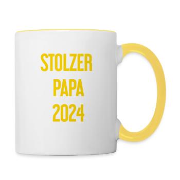 Proud Dad 2024 – pour les nouveaux papas - Mug contrasté - blanc/jaune - Droite