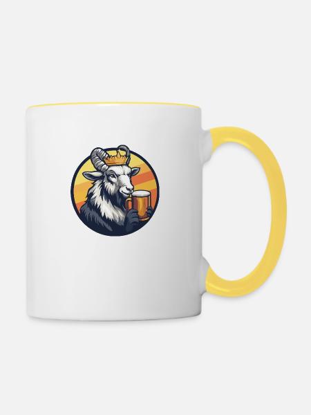 Bergziege Bier - Tasse zweifarbig - Weiß/Gelb