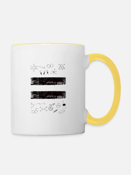 Chemie Hintergrund Strukturformel Banner - Tasse zweifarbig - Weiß/Gelb