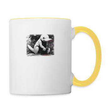 Slaya das Heavy Metal-Schnabeltier - Tasse zweifarbig - Weiß/Gelb - Rechts