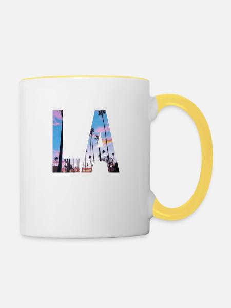 LA - Los Angeles - Tasse zweifarbig - Weiß/Gelb