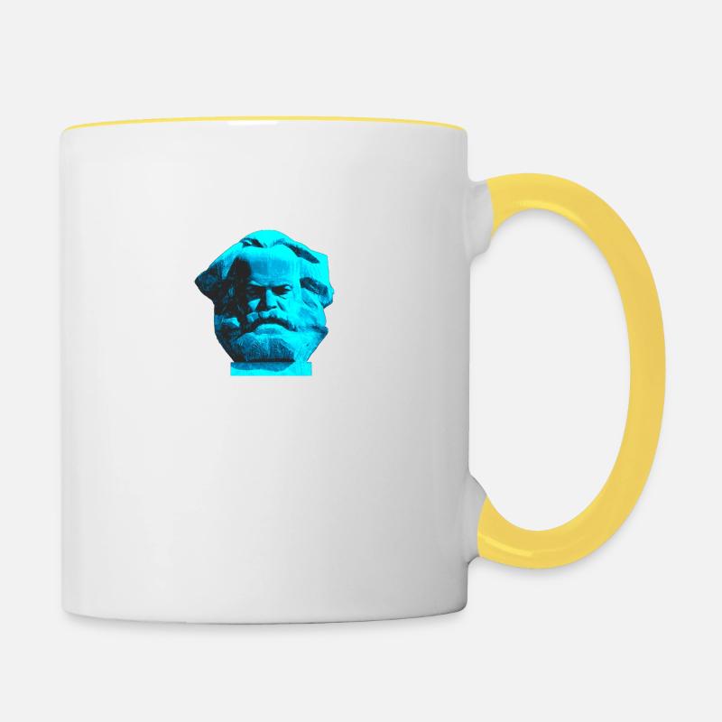 Karl Marx Monument, Chemnitz Nischel. blue - Contrasting Mug - white/yellow