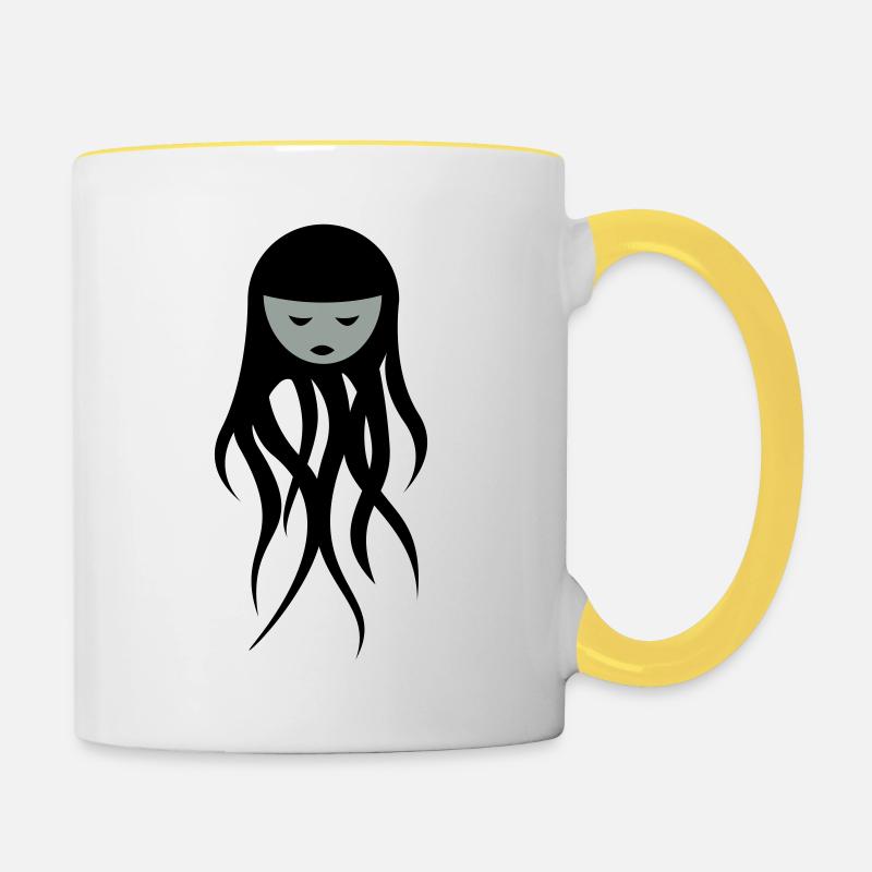 ghost eat - Contrasting Mug - white/yellow