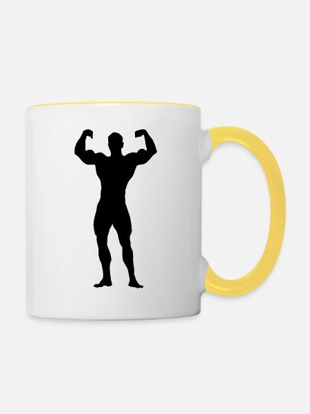 bodybuilder - Tasse zweifarbig - Weiß/Gelb