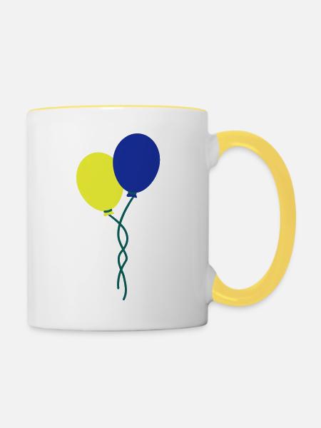 luftballons - Tasse zweifarbig - Weiß/Gelb