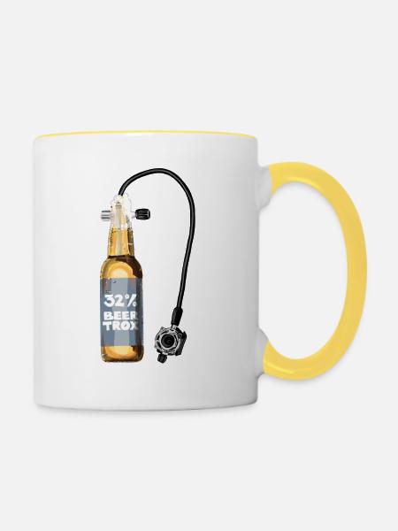 Beertrox, Taucherflasche - Tasse zweifarbig - Weiß/Gelb