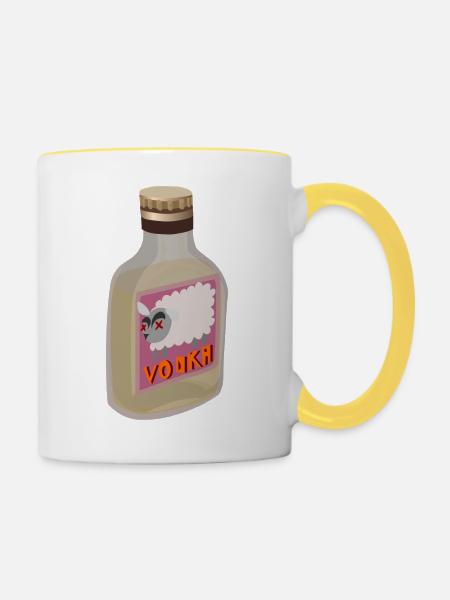 Wodkaflasche - Tasse zweifarbig - Weiß/Gelb