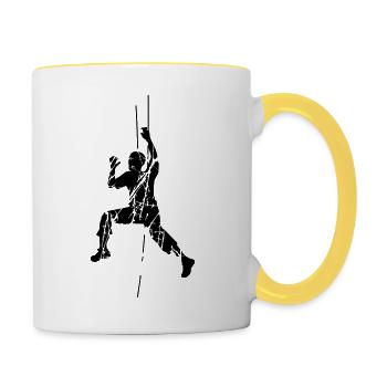 cracks scratch old stamp climber climb over - Contrasting Mug - white/yellow - Right