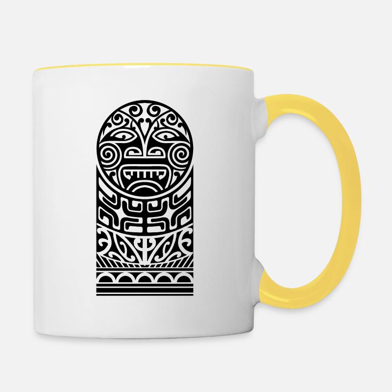 Tiki Maori Design - Mug contrasté - blanc/jaune