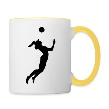 beach-volley, Volley-ball - Mug contrasté - blanc/jaune - Droite